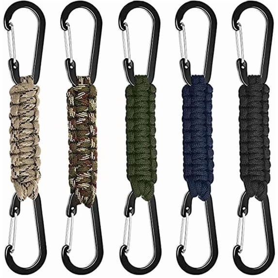 5 Pack Paracord Keychain Carabiner for Backpacks, Paracord Strap ...