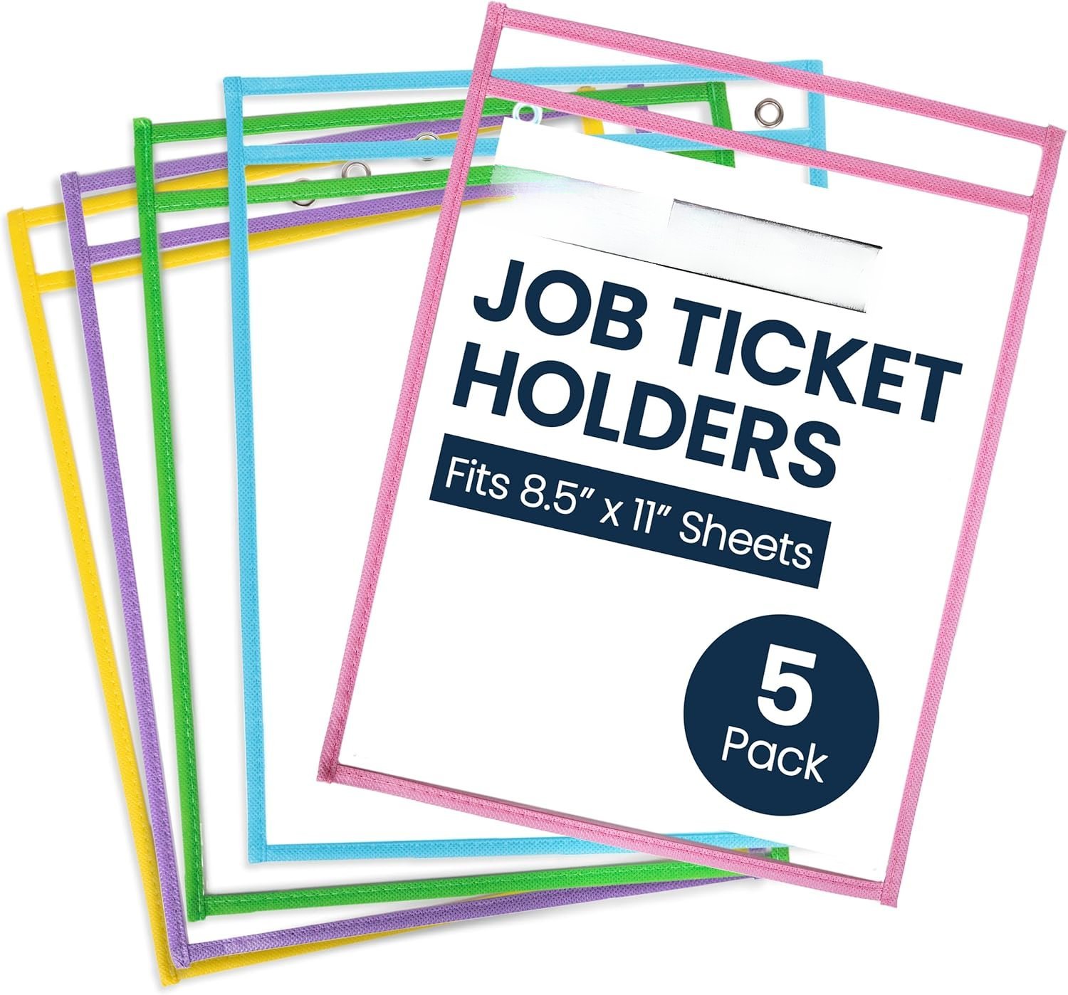 20 Pack 9x12 Dry Erase Ticket Holders - Heavy Duty Plastic Sleeves For Work Orders
