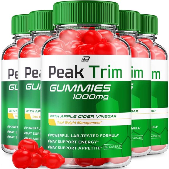 (5 Pack) Peak Trim Keto ACV Gummies Supplement – PeakTrim + ACV Gummies Apple Cider Vinegar 1000MG, Peak Trim Keto Gummies Reviews, Vitamin B12 (300 Gummies)