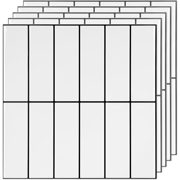 Select 5 Pack Peel and Stick Backsplash Subway Tiles, Extra Thick 3D Wall Panels, Heat & Water Resistant,Easy DIY Kitchen,Bathroom, Laundry, Fireplace & Rental Home Wall Dcor (12 x 12 in), White Bl
