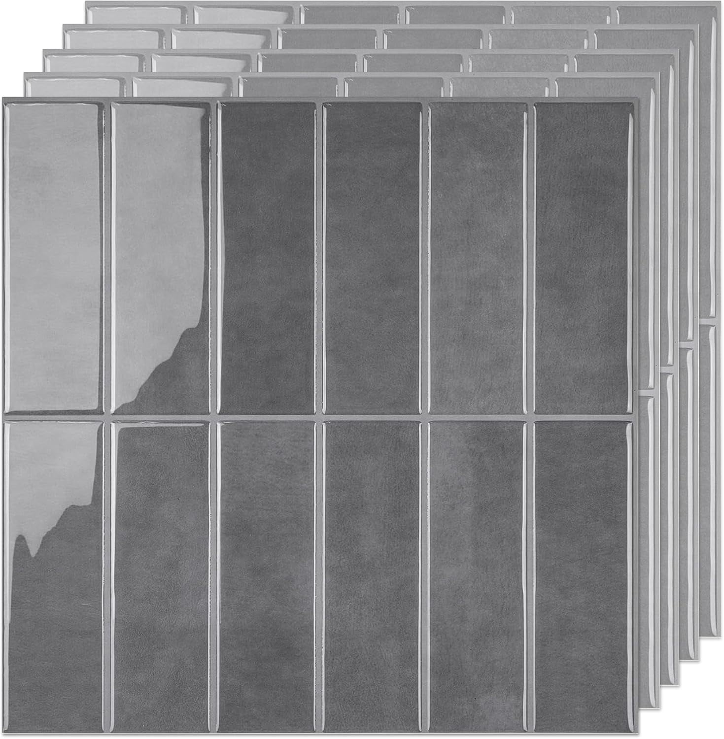 5 Pack Peel and Stick Backsplash Subway Tiles, Extra Thick 3D Wall Panels, Heat & Water Resistant, Easy DIY Kitchen, Bathroom, Laundry, Fireplace & Rental Home Wall Décor (12 x 12 in), Green