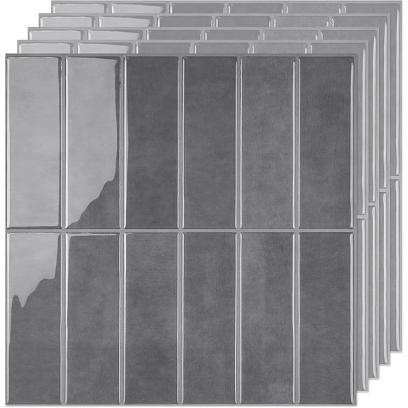 5 Pack Peel and Stick Backsplash Subway Tiles, Extra Thick 3D Wall Panels, Heat & Water Resistant, Easy DIY Kitchen, Bathroom, Laundry, Fireplace & Rental Home Wall Dcor (12 x 12 in), Green