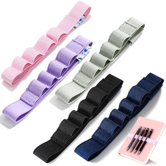 5-Pack Pen Loop Holder, Elastic Pen Loops for Notebook, Journaling, Office, Stretchable Pencil Organizer, Anti-Loss Desk Accessories (MIX)