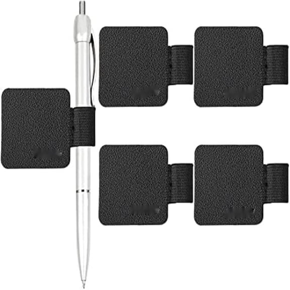 Haimei Wall Mount Pencil Holder with Elastic Loop, Black, 5 Count, 5 Pack
