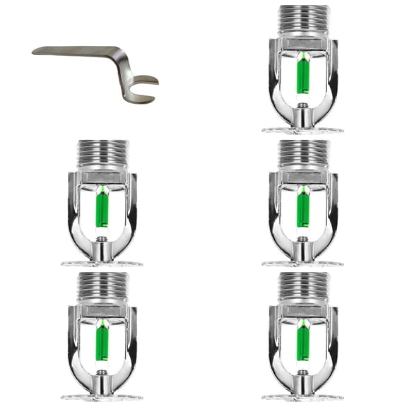 5-Pack Pendent Fire Sprinkler Heads 1/2 Inch Thread Quick Response 199F (93C) with Universal Wrench for Installation and Maintenance