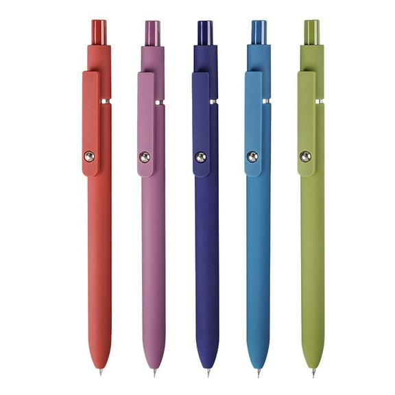 5-Pack Pens Retractable Gel Pens with 0.5mm Point, Quick-Drying Ink for Smooth Writing and Journaling