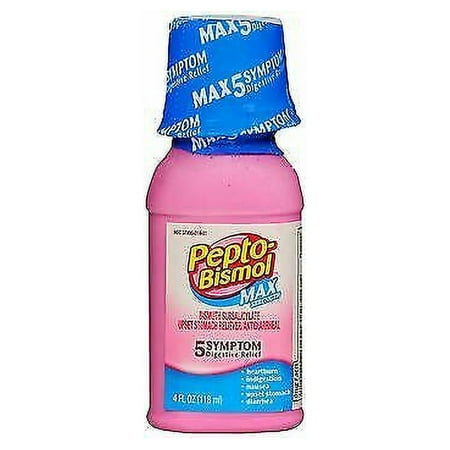 5 Pack Pepto Bismol Max Strength Upset Stomach Reliever 5 Symptom, 4 oz