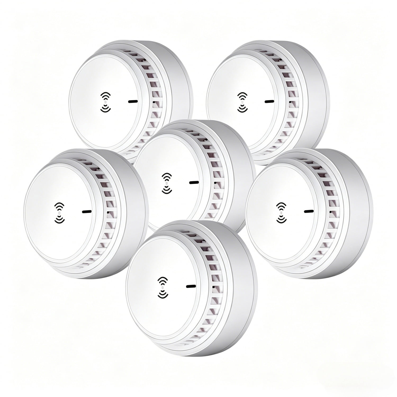5 Pack Photoelectric Smoke Alarm Detector, Home Fire Safety Sensor Alert, 3V AA Battery Operated, No Wiring Required
