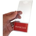 thumbnail image 1 of 5 Pack - Physician BadgeBottom Vertical Badge Buddy & ID Holder Combo - Heavy Duty 2 in 1 Badge Bottom I’D Protector Nursing Accessories - USA Printed Double Sided Role Card by Specialist ID (Red), 1 of 7