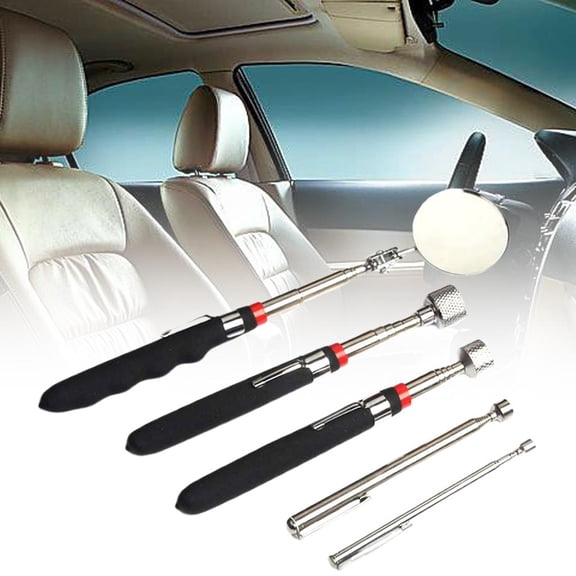 5-Pack Pick Round Mirror Retractable Adjustable Telescopic Stick Automotive Garage office and home