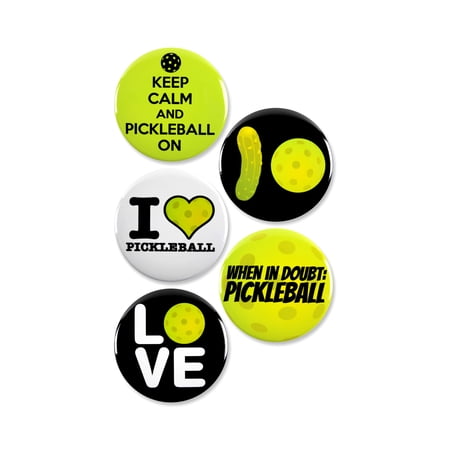 5 Pack - Pickler Preferred Perfect Pickelball Pinback Buttons - 2.25 Inch