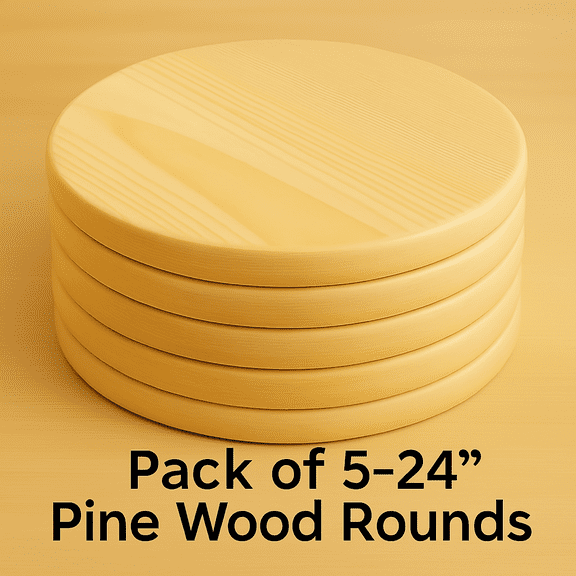 5 Pack Pine Wood Rounds 24 Inch Diameter, 3/4 Inch Thick Large Unfinished Rustic Wooden Circles for Crafts, DIY Projects, Home Dcor, Wedding Centerpieces, Painting & Wood Burning