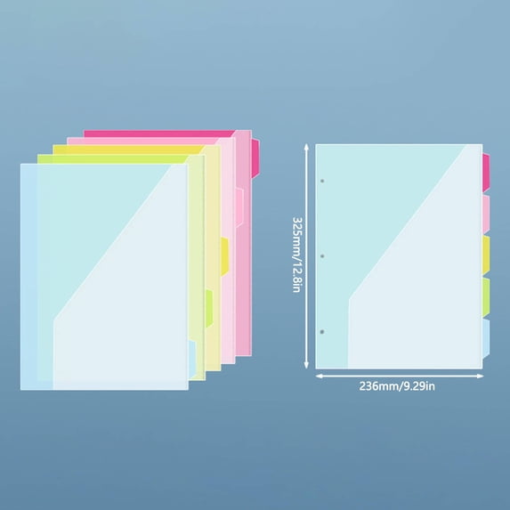 5 Pack Plastic Dividers with Front Pocket,Double Bag Storage Book Storage,5-Tab Insertable Poly Pocket Dividers for 3 Ring Binders,Letter Size,Multicolor,5 Set,for Students and Coworkers(15 Pack)