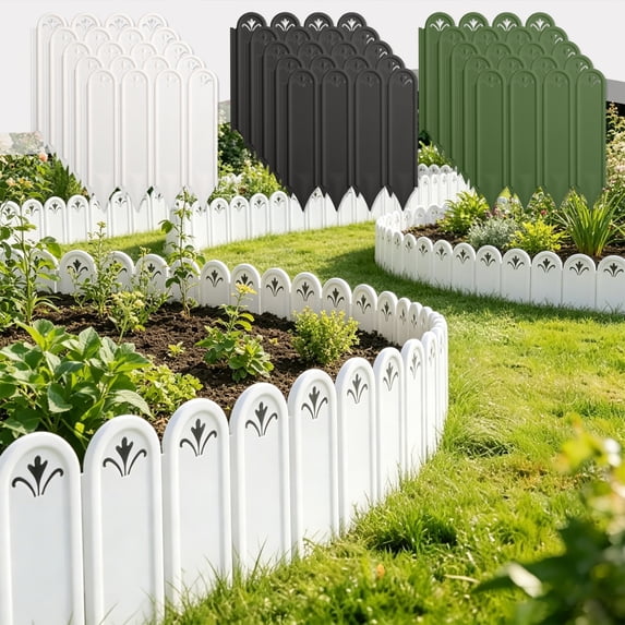 5 Pack - Plastic Garden Fence Picket Edging for Lawns, Flowerbeds, Plants Borders, Decorative Yard Border, Black, Ccwuwei