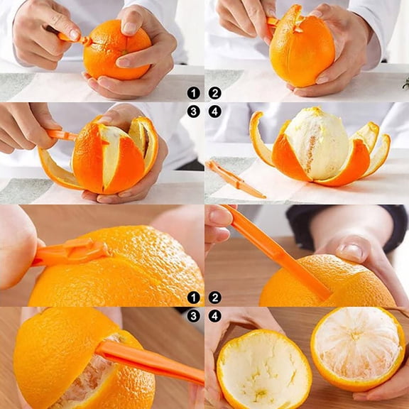 5 Pack Plastic Orange Peeler Tool, Easy Citrus Fruit Peeling Knife for Oranges Lemons Grapefruit, Handheld Fast Peel Opener, Kitchen Gadget, Funny but Useful White Elephant Gift