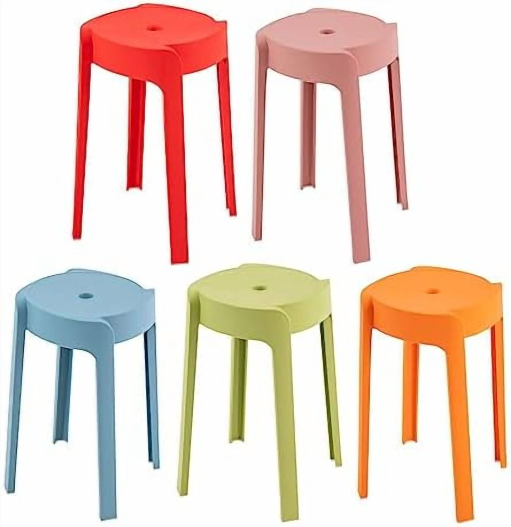 5-Pack Stackable Stools, 18-Inch Plastic Chairs with 250lb Capacity ...