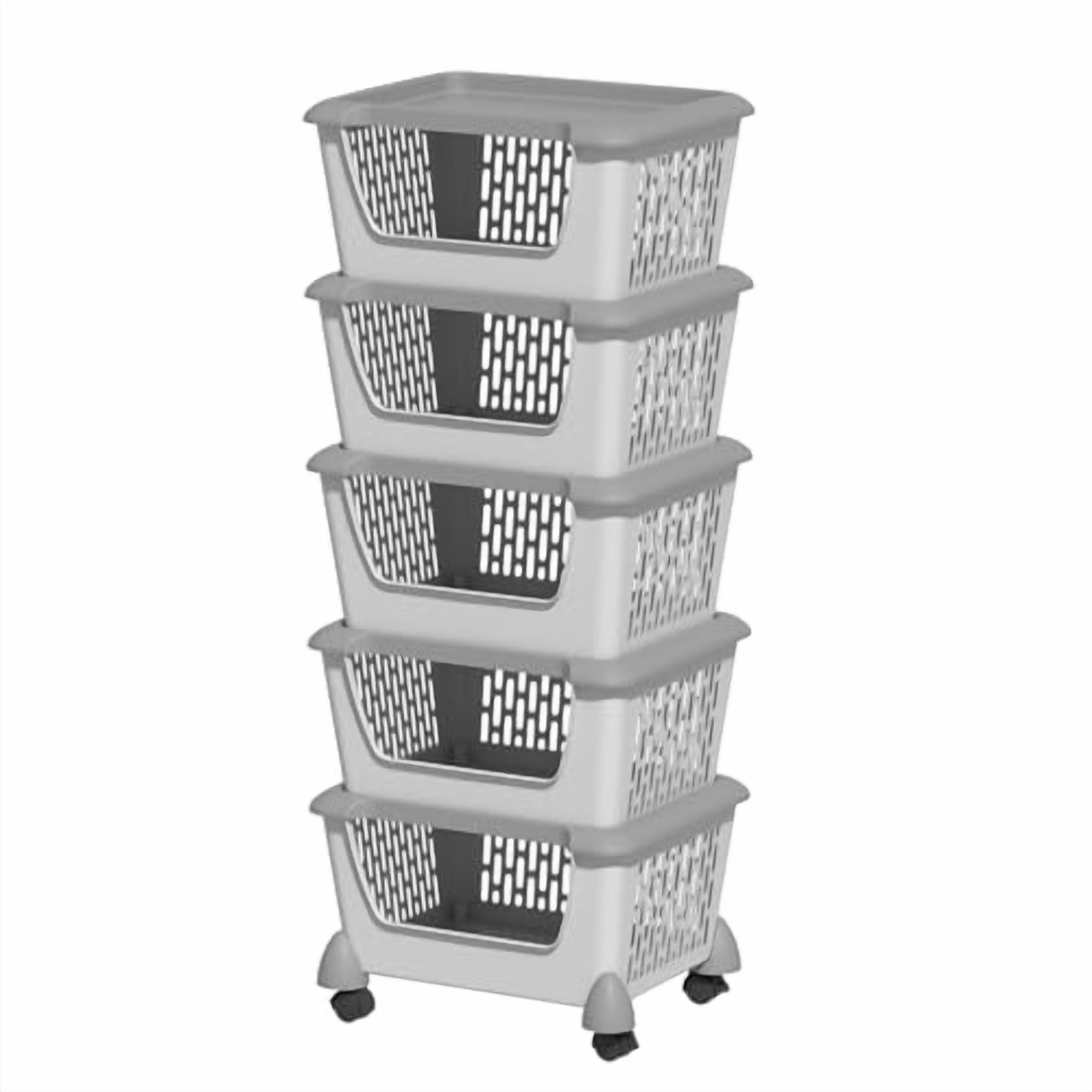 5 Pack Plastic Stackable Storage Bins for Pantry, Open Stacking Storage ...