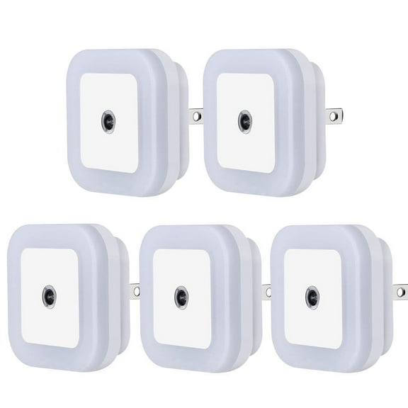 5 Pack Plug-in LED Night Light Lamp Dusk to Dawn Sensor Hallway Kitchen Bathroom Night Light Lamp with Smart Auto ON/OFF Sensor