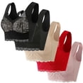 thumbnail image 1 of 5 Pack Plus Size Bras Womens Trendy Everyday Comfortable Breathable Wireless Lace Bra for Seniors Multipack (2XL, N-5PCS), 1 of 3