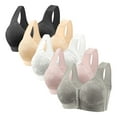 thumbnail image 1 of 5 Pack Plus Size Front Closure Bras for Old Women V Neck Wireless Bras Front Button Push Up Bra Seamless Bralettes with Wide Strap, 1 of 2
