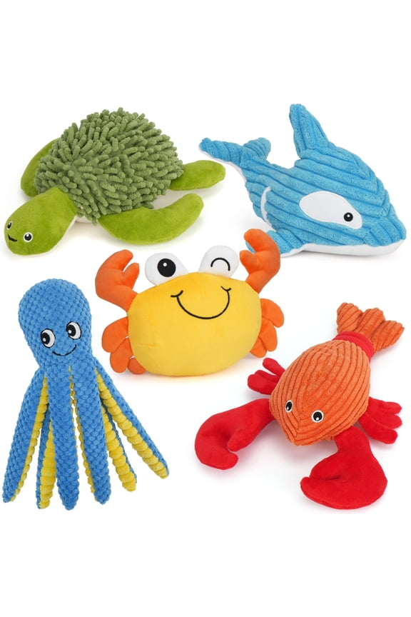 5 Pack Plush Toys Squeaky Crinkle Toy for Dogs Playtime Teething Chew Toys for Small Medium Dogs