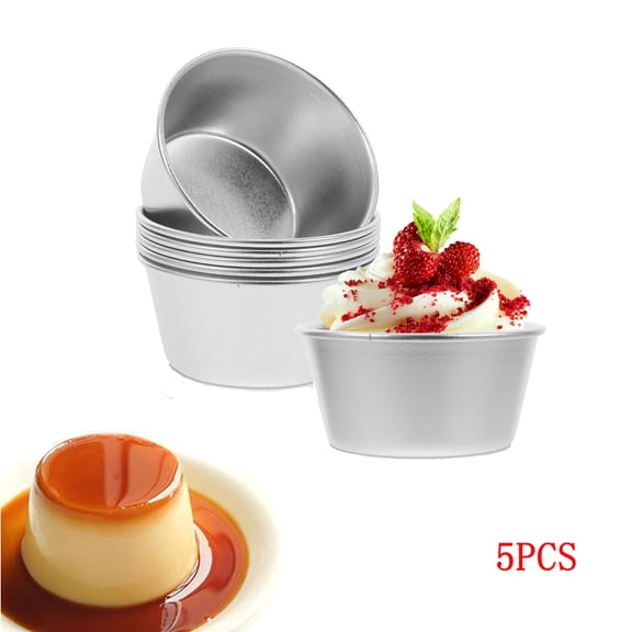5 Pack Popover Pan, Individual Muffin Mold, Aluminium Pudding Cup, Chocolate Molten Mould Carbon Steel Cupcake Cake Cookie, Round Nonstick Popover Bakeware Tumblers