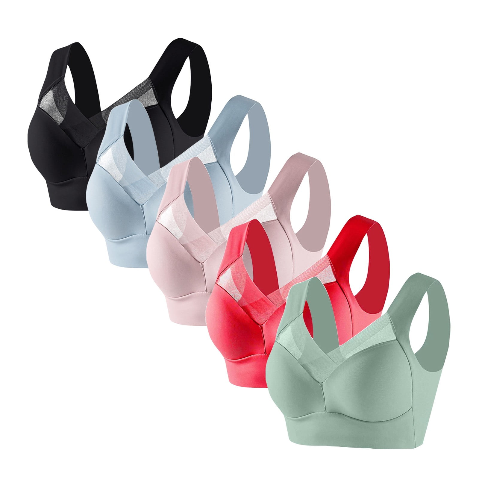 5 Pack Posture Correcting Bra for Seniors Ice Silk Gathering Bralette ...