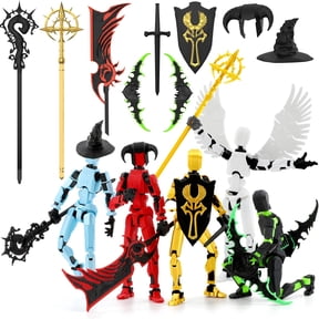 5-Pack Pre-Assembled 3D Printed T13 Figures, Fully Articulated 13-Style Poseable Collectibles, Desktop Decoration Gifts for Funs (Multicolored)