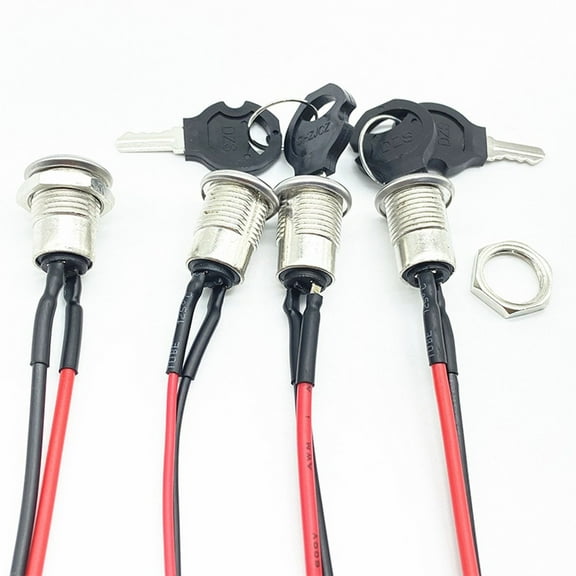 5 Pack Pre-Wired 12Mm Key Switch, On/Off Metal Key Switch, Maintain Interlock