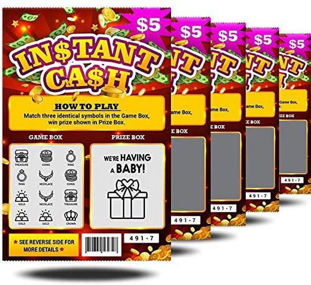 5 Pack - Pregnancy Announcement Lottery Scratch-Off Tickets, Surprise Pregnancy Reveal Idea, 4x6" Authentic Looking, Great for Baby Announcements, Perfect for Pregnancy Announcement