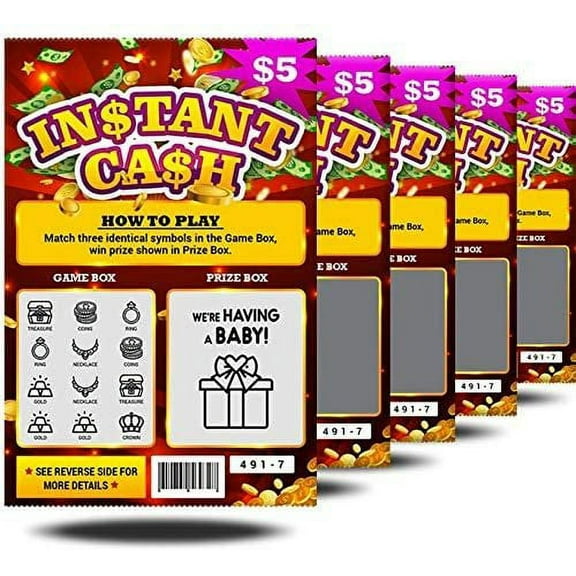 5 Pack - Pregnancy Announcement Lottery Scratch-Off Tickets, Surprise Pregnancy Reveal Idea, 4x6" Authentic Looking, Great for Baby Announcements, Perfect for Pregnancy Announcement