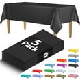 thumbnail image 1 of 5 Pack Premium Black Plastic Tablecloth - 108 x 54 in. Disposable Rectangle Plastic Cloth - Decorative Rectangle Table Cover Smooth Tablecloth - Disposable Table Cloths For Parties, Weddings And More., 1 of 6