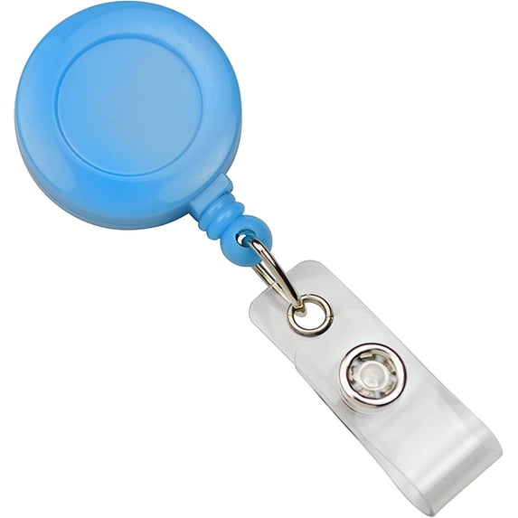 5 Pack - Premium Bright Neon Retractable Badge Reels with Belt Clip - Super Cute Baby Blue I'd Zip Clips for Nurses (Light Blue)