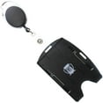thumbnail image 1 of 5 Pack - Premium Two Card Plastic Badge Holder - Vertical or Horizontal - with Heavy Duty Retractable Carabiner Clip Badge Reel by Specialist ID (Black), 1 of 6
