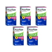 5 Pack - PreserVision  AREDS 2 Formula Eye Vitamin and Mineral Supplement with Lutein & Zeaxanthin, Mixed Berry Flavor, 70 Chewable Tablets