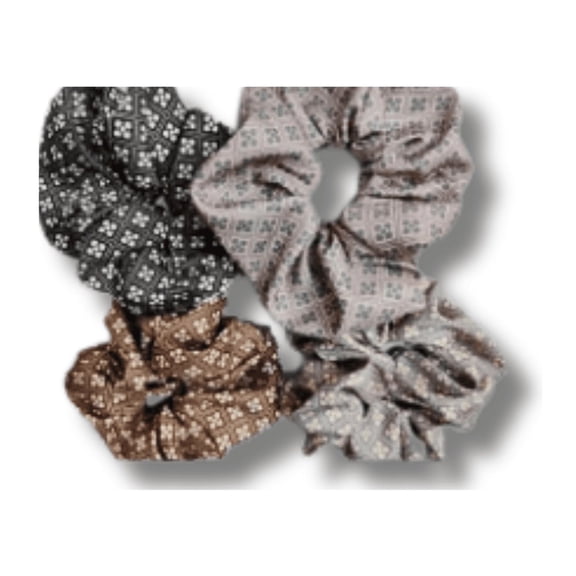 5-Pack Printed Fabric Scrunchies  Vintage Floral Hair Ties for Women & Girls
