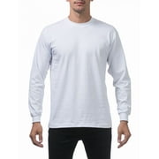 5 Pack Pro Club Men's Heavyweight Cotton Long Sleeve Crew Neck T-Shirt - White - Small