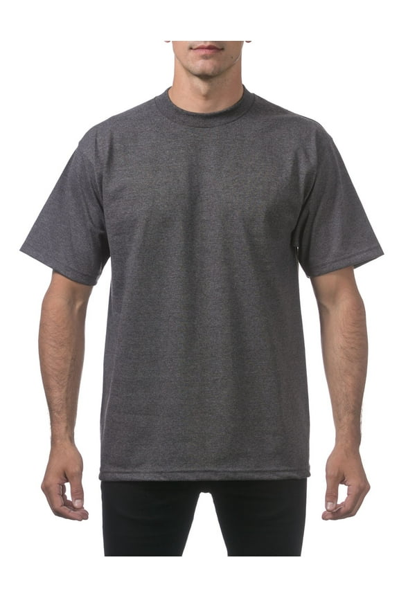 5 Pack Pro Club Men's Heavyweight Short Sleeve Tee T-Shirt - Charcoal - Large