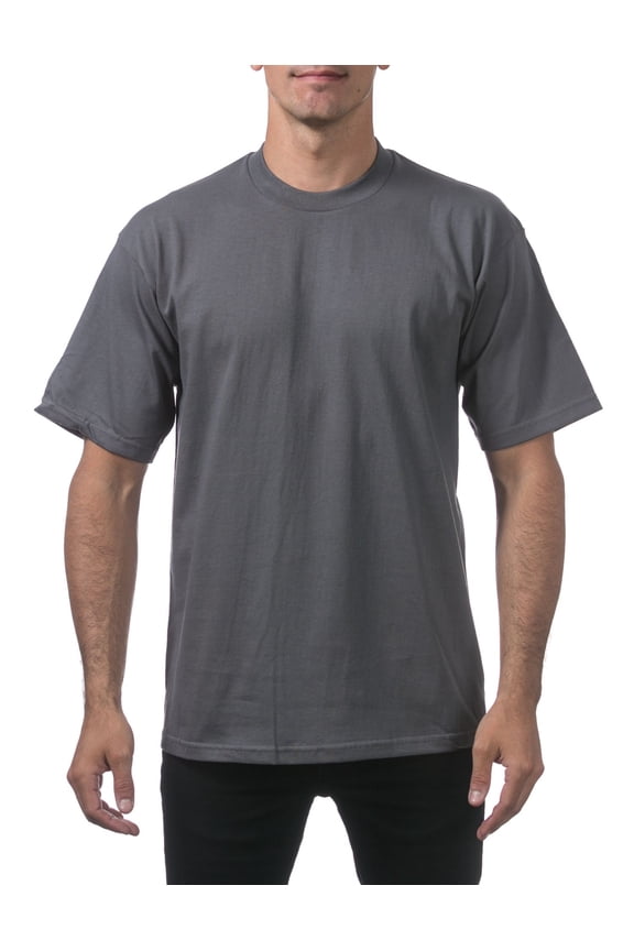 5 Pack Pro Club Men's Heavyweight Short Sleeve Tee T-Shirt - Graphite - Medium