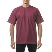 5 Pack Pro Club Men's Heavyweight Short Sleeve Tee T-Shirt - Maroon - Small