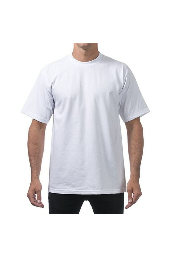 5 Pack Pro Club Men's Heavyweight Short Sleeve Tee T-Shirt - Snow White - Large