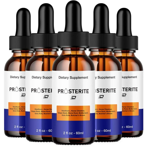 (5 Pack) Prosterite Drops for Prostate Health - Bladder Urinating Issues - Prosterite Supplement, Maximum Strength Prostatine Droppers, 2024 New Improved Formulation (5 Month Supply)