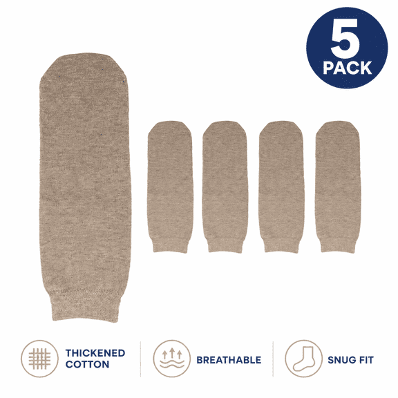 5 Pack Prosthetic Socks Stump Shrinkers for Amputees, Thickened Cotton Breathable Leg Liner Socks for Daily Comfort, M, Beige