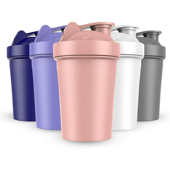 5 Pack Protein Shaker Bottles, 20 Oz, Leakproof, BPA-Free, Dishwasher Safe, Plastic, Ideal for Workouts, Gym, Smoothies