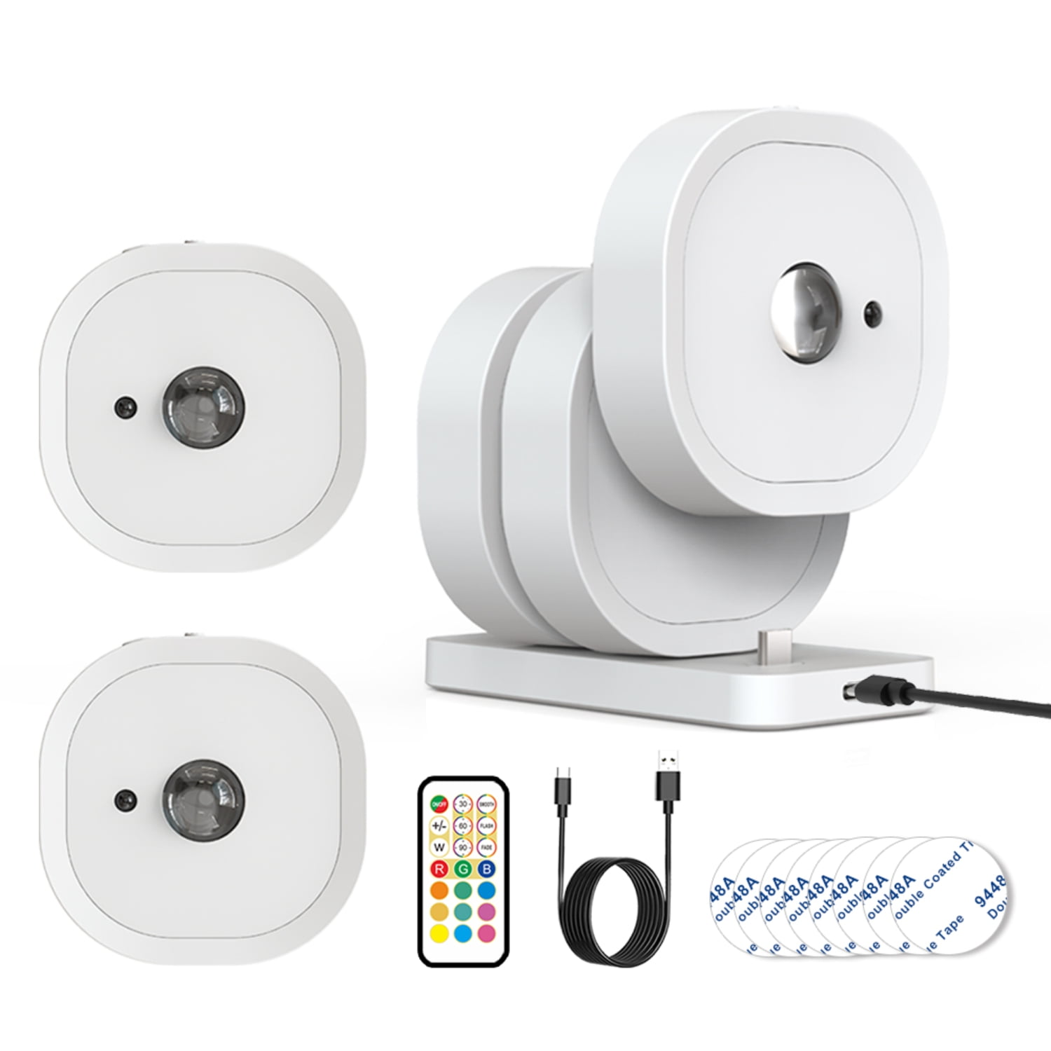 5 Pack Puck Lights With Charging Station, RGB Colorful Tap Light Push Lights Night Touch Light LED Portable Under Cabinet Lighting Battery Operated Powered DIY Stick On Lights Closet Counter Kitchen