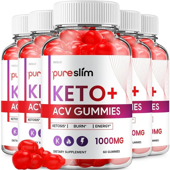 (5 Pack) Pure Slim Keto + ACV Gummies - Pure Slim Keto ACV Gummies Advanced Weight Loss, Maximum Strength Supplement (300 Gummies)