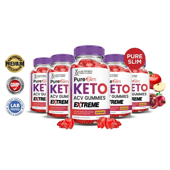 (5 Pack) Pure Slim Keto Extreme ACV Gummies 2000mg Dietary Supplement 300 Gummys