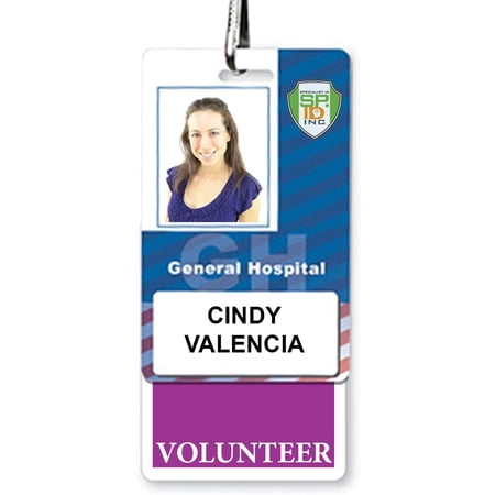 5 Pack - Purple Volunteer Badge Buddy - Vertical - Heavy Duty Spill Proof & Tear Resistant Cards - Double Sided USA Printed - Quick Role Identifier ID Buddies for Volunteers by Specialist ID (Purple)