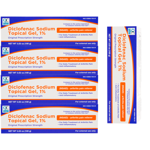 5 Pack QC Diclofenac Sodium Topical Gel Treatment for Arthritis Pain 3.