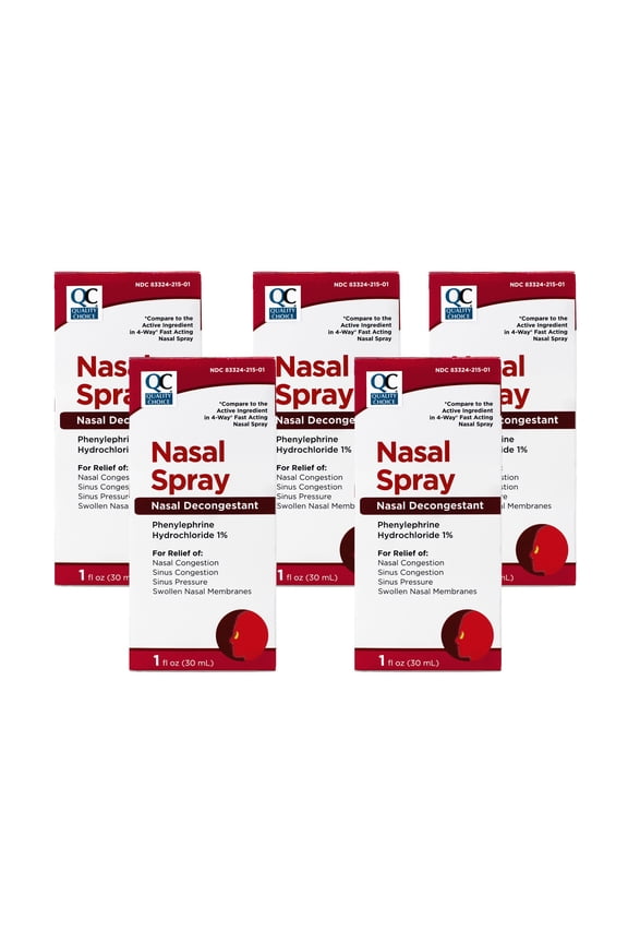 5 Pack Quality Choice 4 Way Acting Nasal Spray 1oz Each